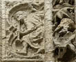 Panel 13:14 - Musician / jongleur playing horn, with miniature cymbals in right hand
